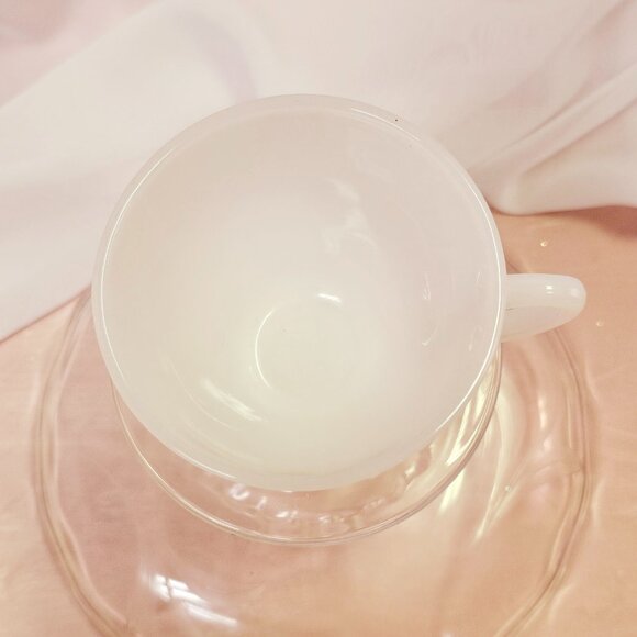 Fire King Primrose SINGLE Milk Glass Cup, Pink & Red Flowers, Vintage 1960-62 - Picture 6 of 9